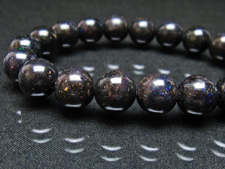 ブラックオパール ブレスレット 11mm 一点物 111-37548