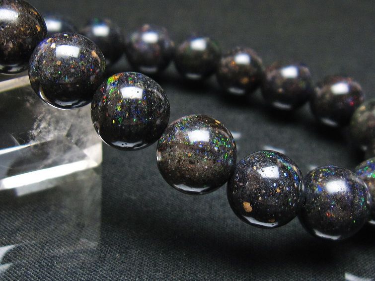ブラックオパール ブレスレット 11mm 一点物 111-37550