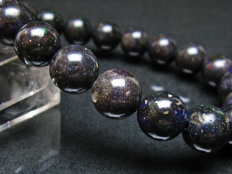 ブラックオパール ブレスレット 10mm 一点物 111-37551