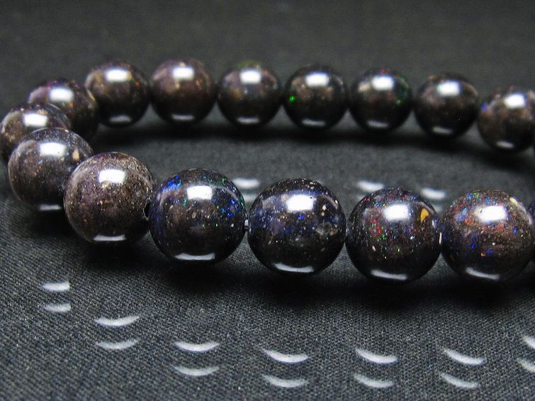 ブラックオパール ブレスレット 10mm 一点物 111-37551
