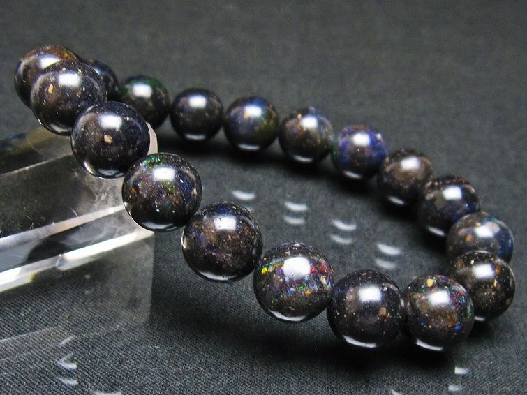 ブラックオパール ブレスレット 11mm 一点物 111-37553