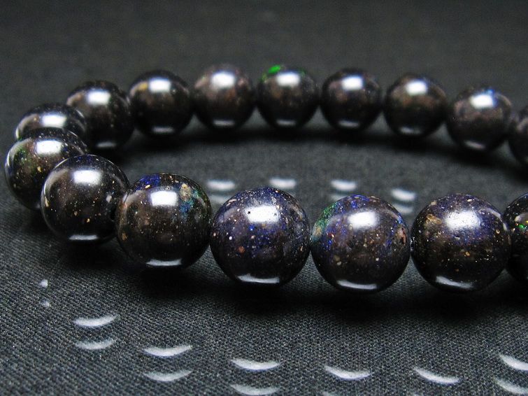 ブラックオパール ブレスレット 11mm 一点物 111-37553