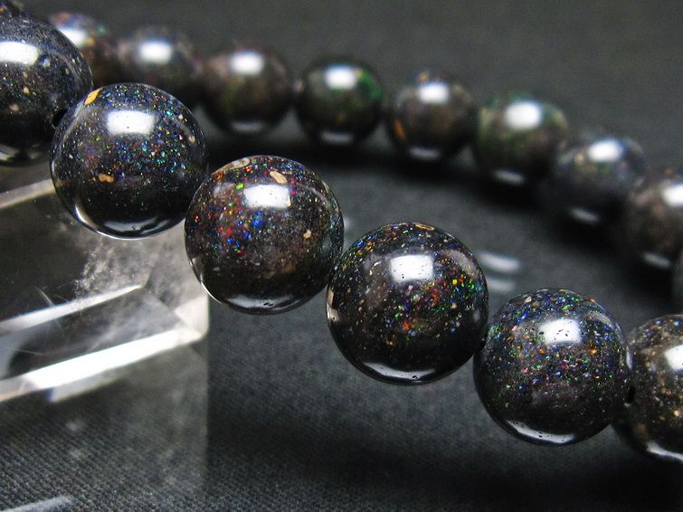 ブラックオパール ブレスレット 11mm 一点物 111-37556