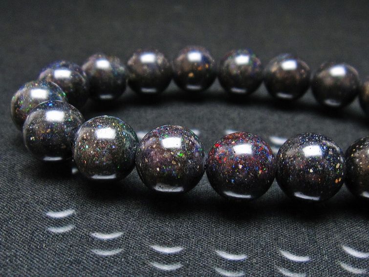 ブラックオパール ブレスレット 11mm 一点物 111-37559