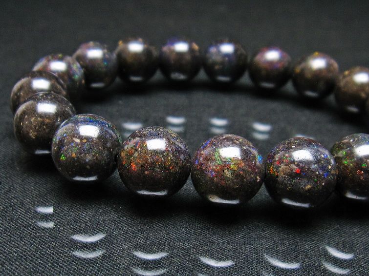 ブラックオパール ブレスレット 12mm 一点物 111-37567