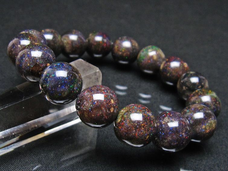 ブラックオパール ブレスレット 13mm 一点物 111-37568