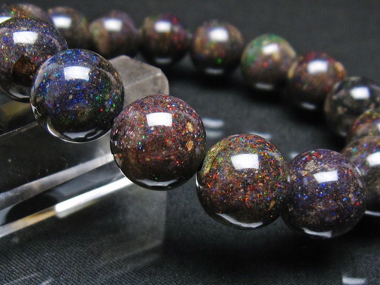 ブラックオパール ブレスレット 13mm 一点物 111-37568