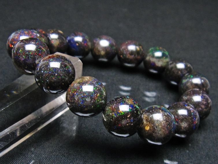 ブラックオパール ブレスレット 13mm 一点物 111-37570