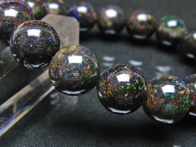 ブラックオパール ブレスレット 13mm 一点物 111-37570