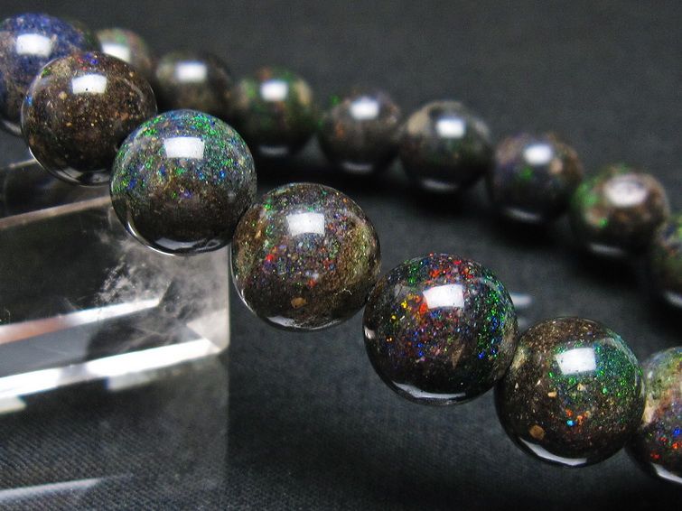 ブラックオパール ブレスレット 11mm 一点物 111-37574