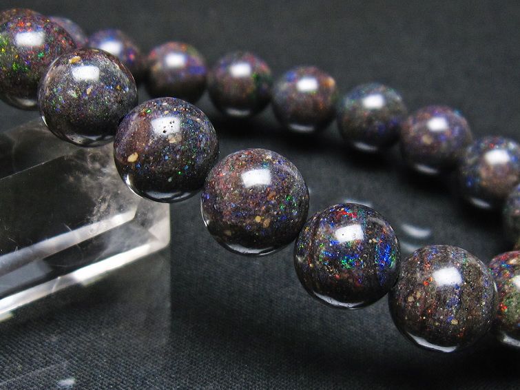 ブラックオパール ブレスレット 11mm 一点物 111-37578