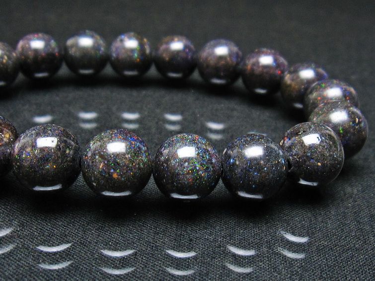 ブラックオパール ブレスレット 11mm 一点物 111-37580