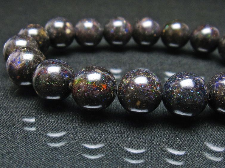 ブラックオパール ブレスレット 11mm 一点物 111-37581