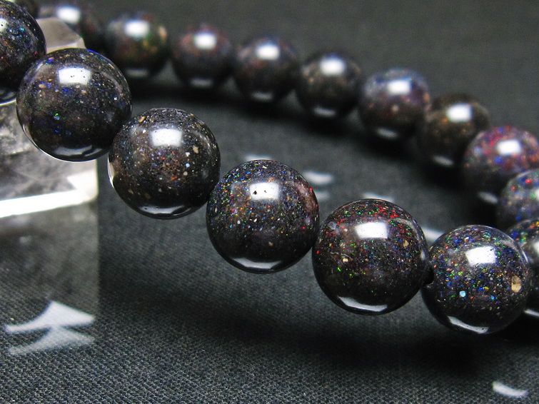 ブラックオパール ブレスレット 10mm 一点物 111-37582