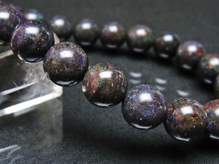 ブラックオパール ブレスレット 10mm 一点物 111-37584