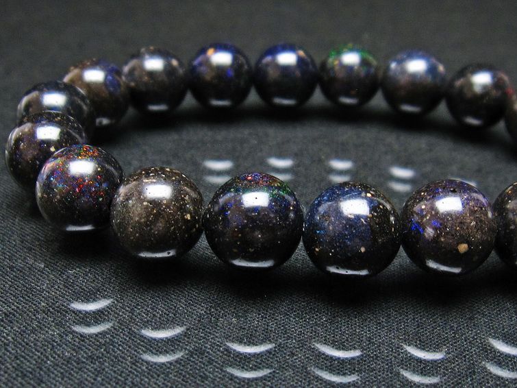 ブラックオパール ブレスレット 11mm 一点物 111-37585
