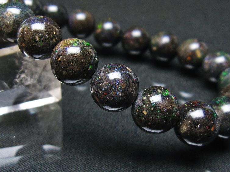 ブラックオパール ブレスレット 10mm 一点物 111-37586