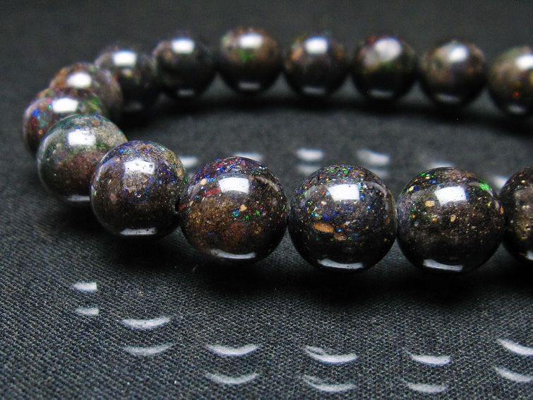 ブラックオパール ブレスレット 10mm 一点物 111-37586
