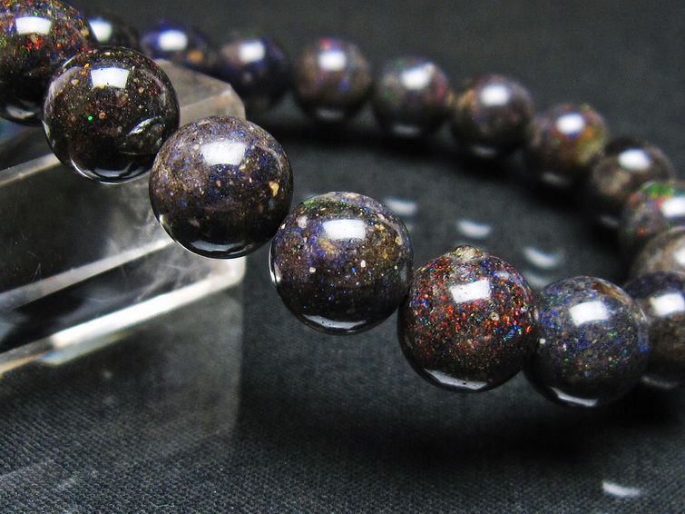 ブラックオパール ブレスレット 10mm 一点物 111-37587