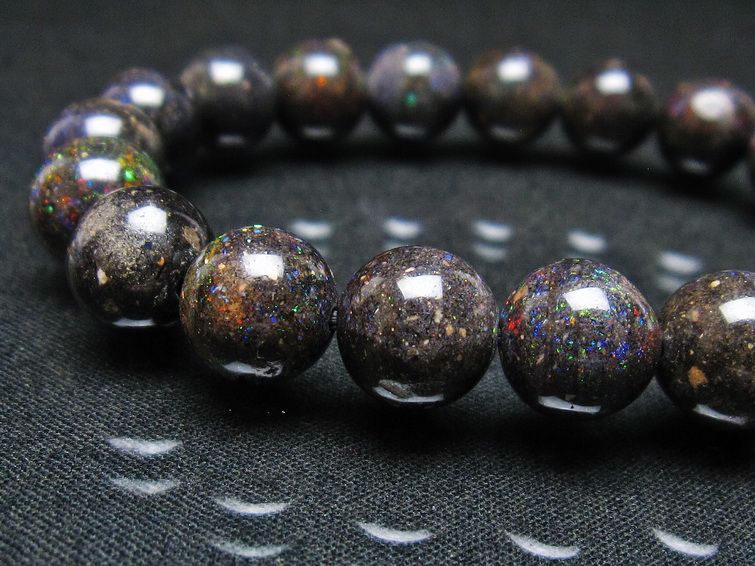 ブラックオパール ブレスレット 10mm 一点物 111-37587