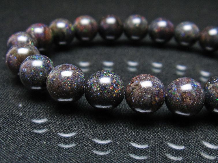 ブラックオパール ブレスレット 10mm 一点物 111-37588