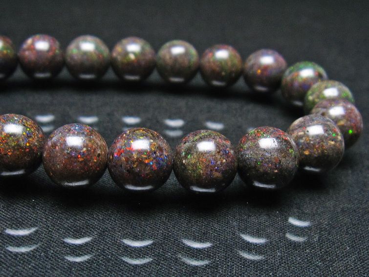 ブラックオパール ブレスレット 10mm 一点物 111-37589