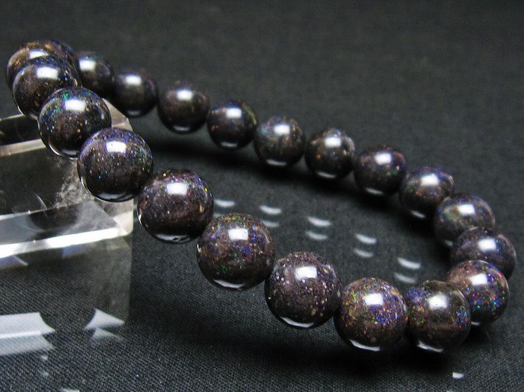 ブラックオパール ブレスレット 10mm 一点物 111-37590