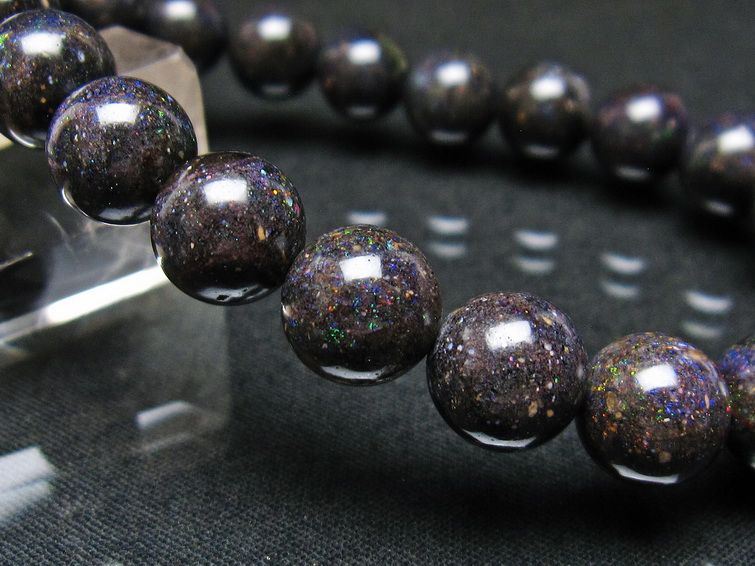 ブラックオパール ブレスレット 10mm 一点物 111-37590