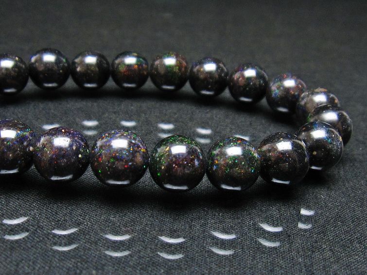 ブラックオパール ブレスレット 10mm 一点物 111-37599