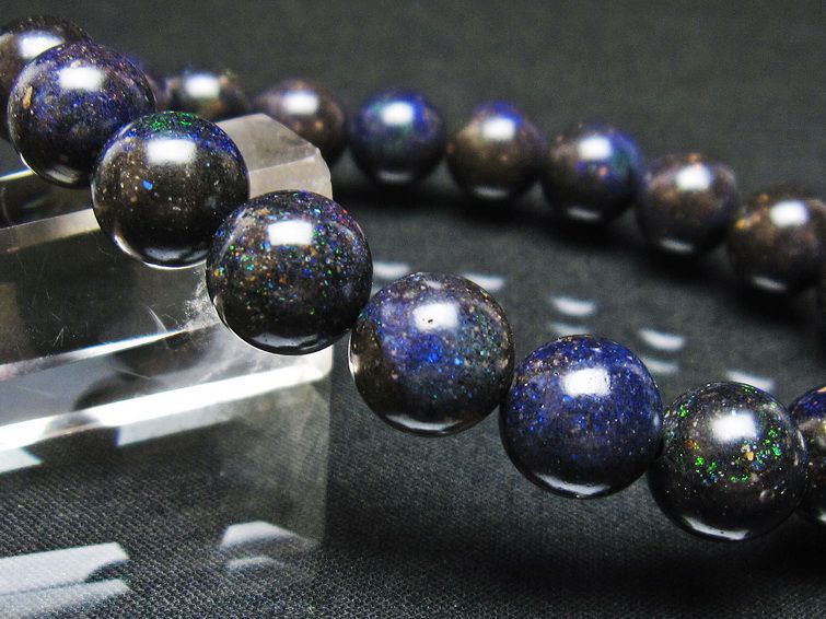 ブラックオパール ブレスレット 10mm 一点物 111-37605