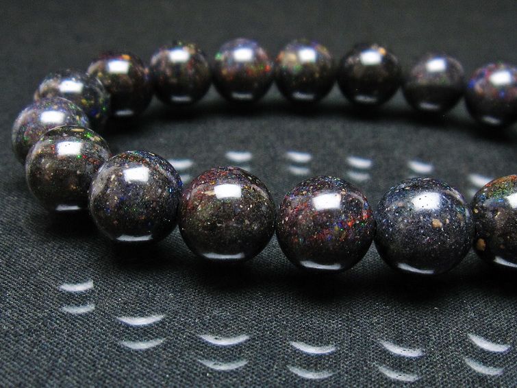 ブラックオパール ブレスレット 11mm 一点物 111-37609