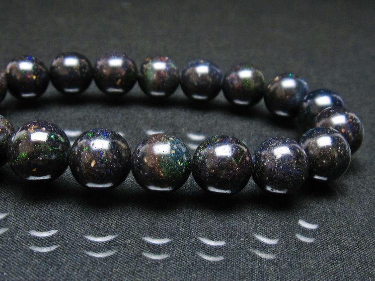 ブラックオパール ブレスレット 11mm 一点物 111-37610