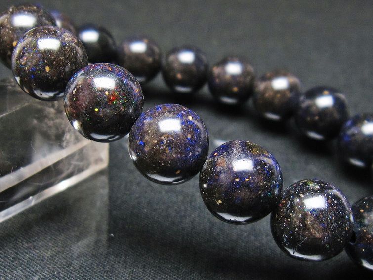 ブラックオパール ブレスレット 11mm 一点物 111-37612