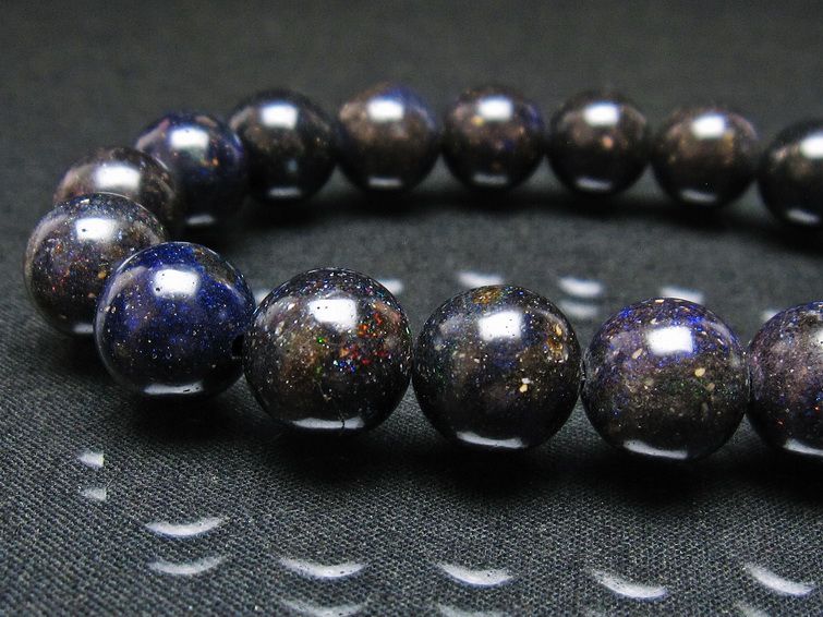ブラックオパール ブレスレット 11mm 一点物 111-37612