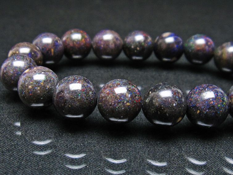ブラックオパール ブレスレット 11mm 一点物 111-37614