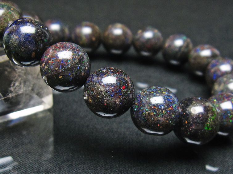 ブラックオパール ブレスレット 11mm 一点物 111-37615