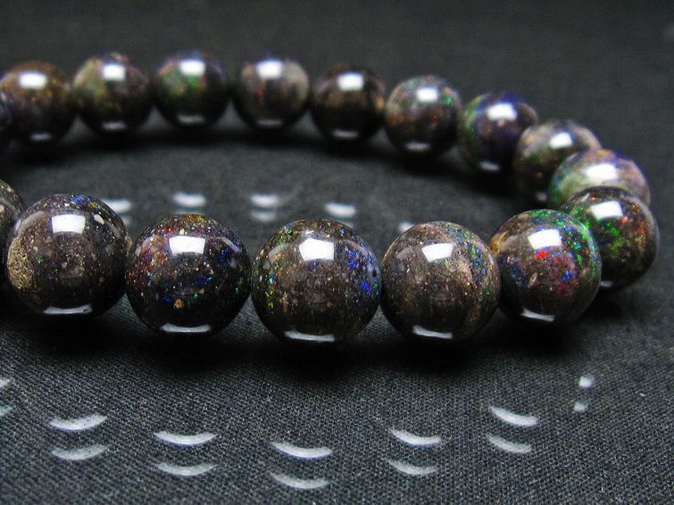 ブラックオパール ブレスレット 11mm 一点物 111-37616