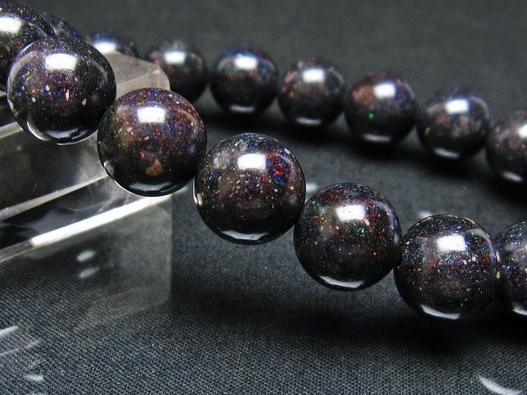 ブラックオパール ブレスレット 12mm 一点物 111-37618