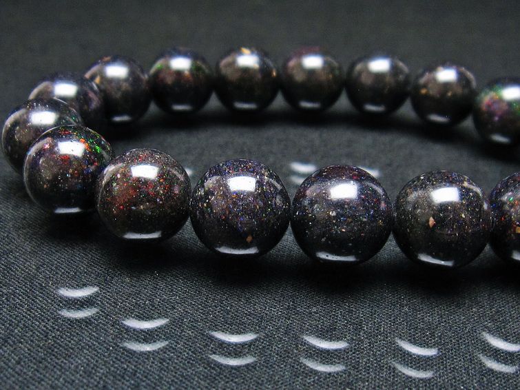 ブラックオパール ブレスレット 12mm 一点物 111-37618