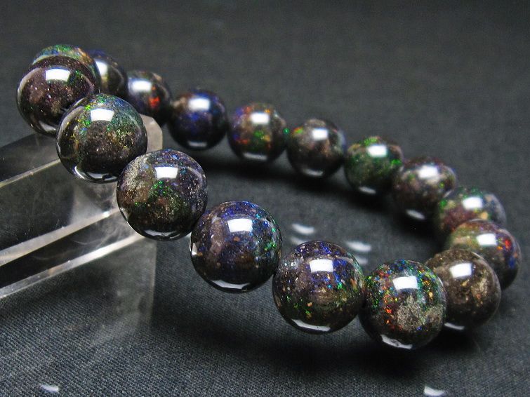 ブラックオパール ブレスレット 12mm 一点物 111-37619