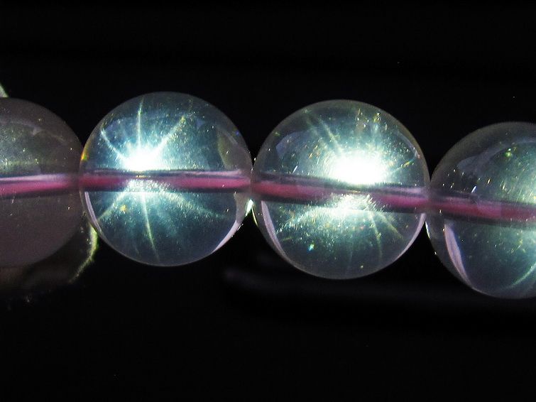 スターミルキークォーツ ブレスレット 14mm スター効果 ピンク 一点物 111-37669