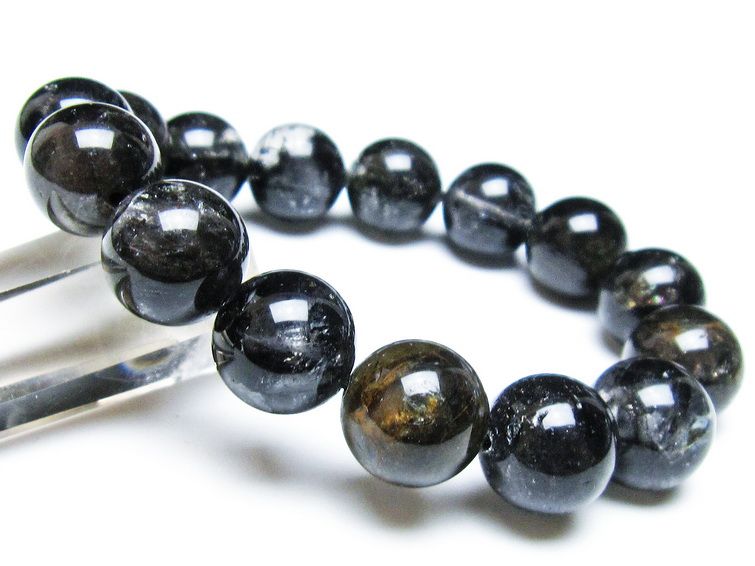エレスチャルクォーツ ブレスレット 14mm ブラックエレスチャル 一点物 111-37844