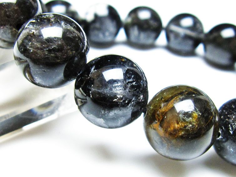 エレスチャルクォーツ ブレスレット 14mm ブラックエレスチャル 一点物 111-37844
