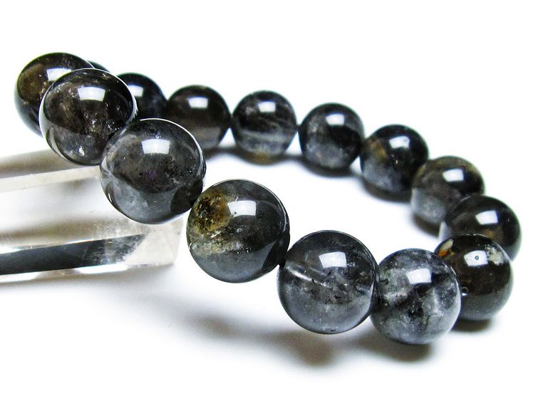 エレスチャルクォーツ ブレスレット 14mm ブラックエレスチャル 一点物 111-37845