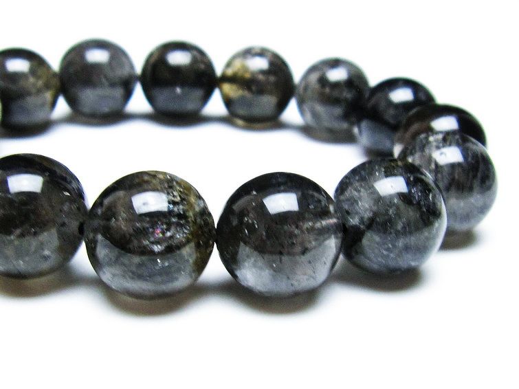 エレスチャルクォーツ ブレスレット 14mm ブラックエレスチャル 一点物 111-37845