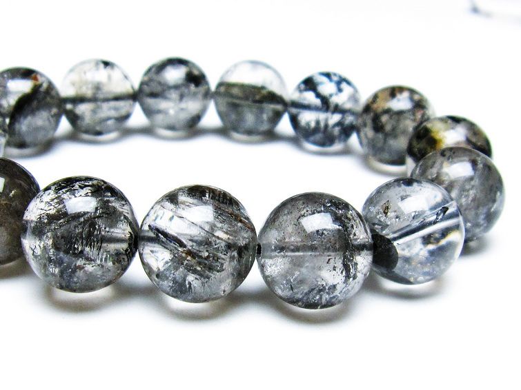 エレスチャルクォーツ ブレスレット 14mm ブラックエレスチャル 一点物 111-37846