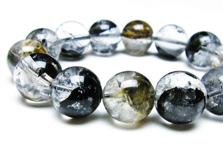 エレスチャルクォーツ ブレスレット 16mm ブラックエレスチャル 一点物 111-37852