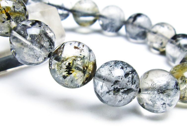 エレスチャルクォーツ ブレスレット 13mm ブラックエレスチャル 一点物 111-37858