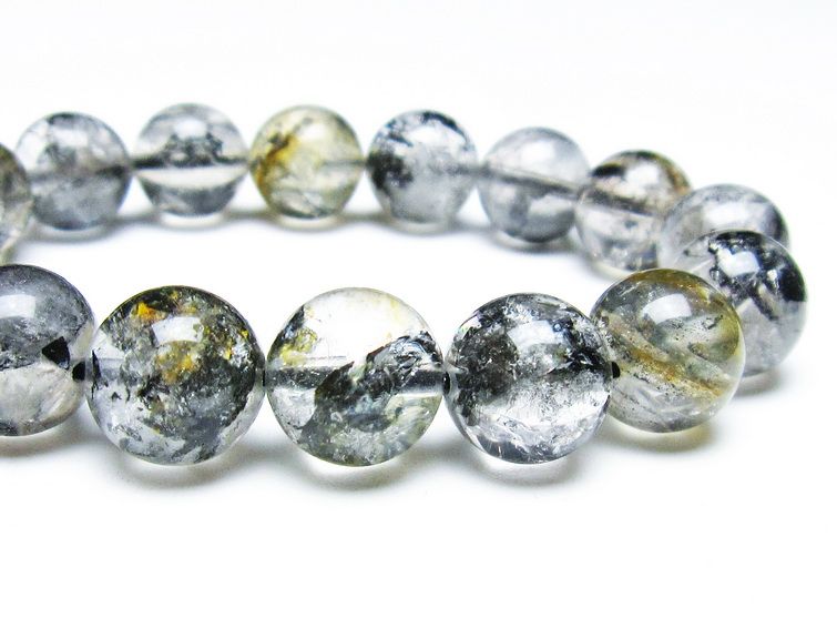 エレスチャルクォーツ ブレスレット 13mm ブラックエレスチャル 一点物 111-37858