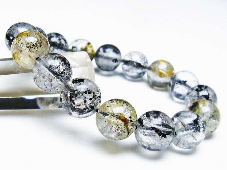 エレスチャルクォーツ ブレスレット 13mm ブラックエレスチャル 一点物 111-37861